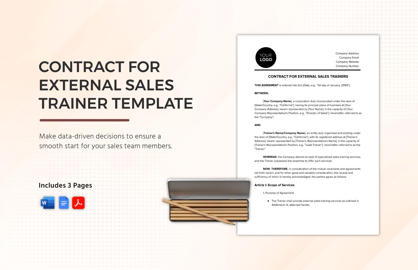 Contract for External Sales Trainers Template in Word, Google Docs, PDF