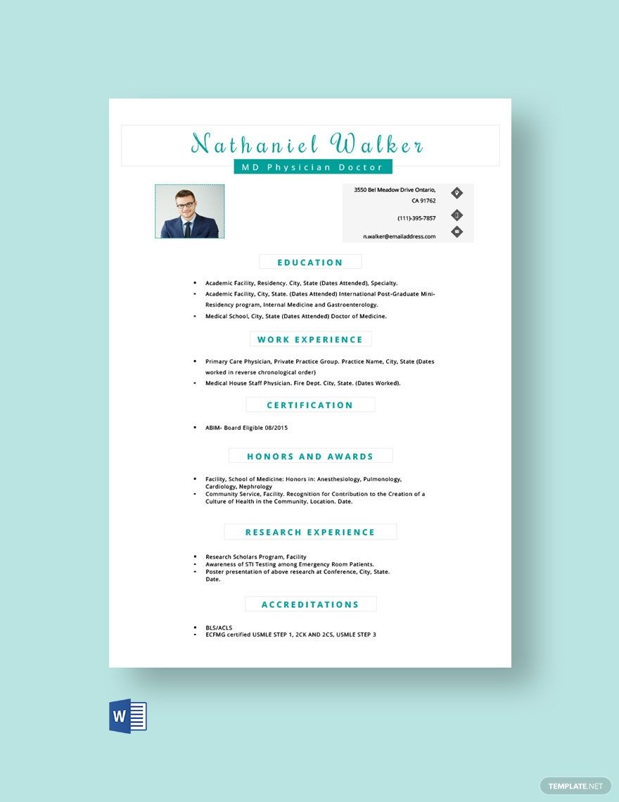 MD Physician Resume
