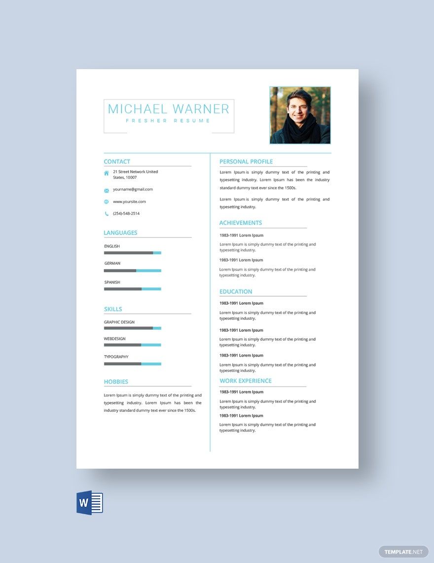 Clean Fresher Resume Template