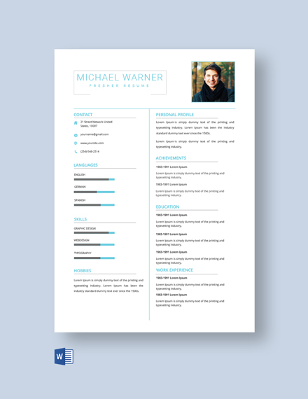 Clean Fresher Resume Template - Word
