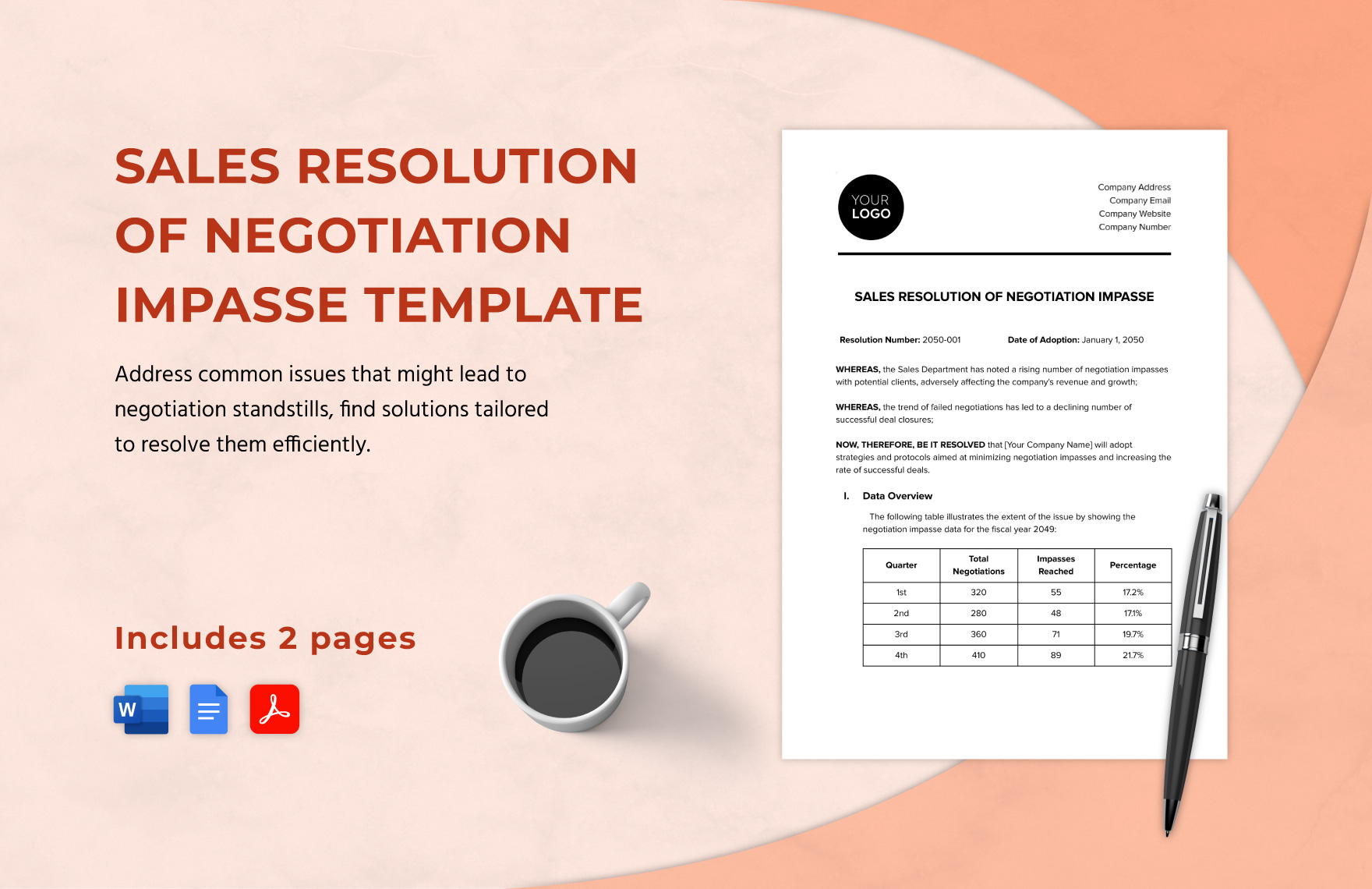 Sales Resolution of Negotiation Impasse Template in Word, Google Docs, PDF
