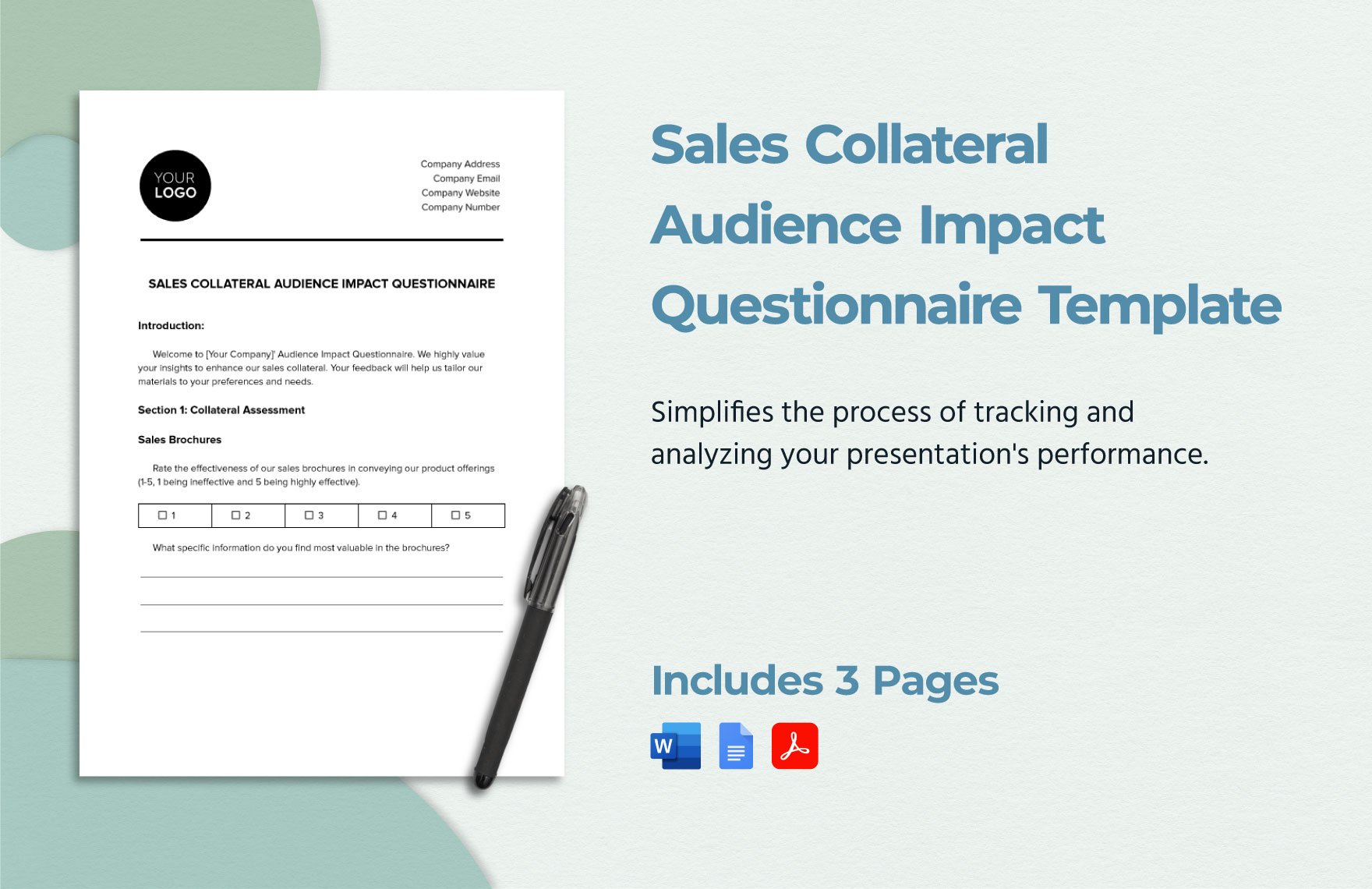 Sales Collateral Audience Impact Questionnaire Template in Word, Google Docs, PDF
