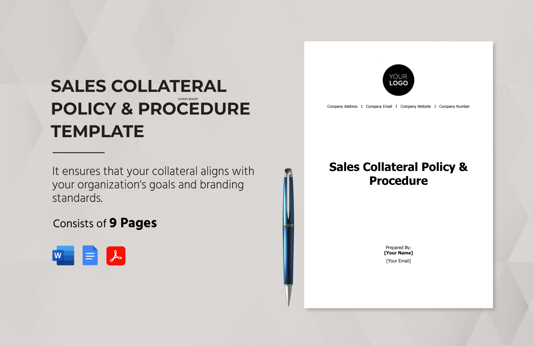 Sales Collateral Policy & Procedure Template in Word, Google Docs, PDF