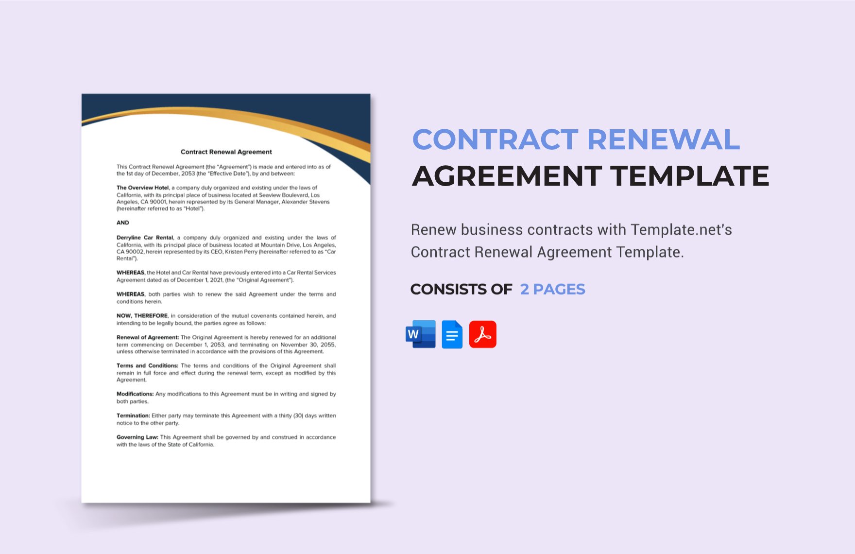 Free Contract Renewal Agreement Template in Word, Google Docs, PDF