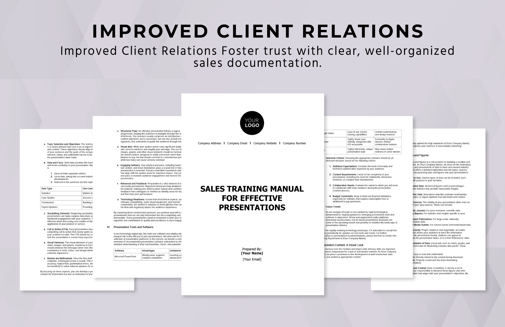 Sales Training Manual for Effective Presentations Template