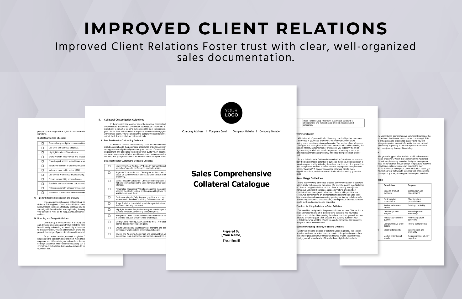 Sales Comprehensive Collateral Catalogue Template