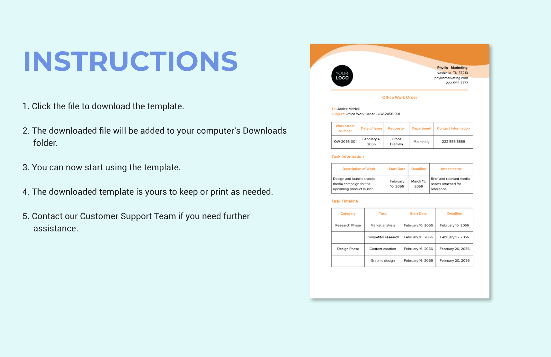 Office Work Order Template