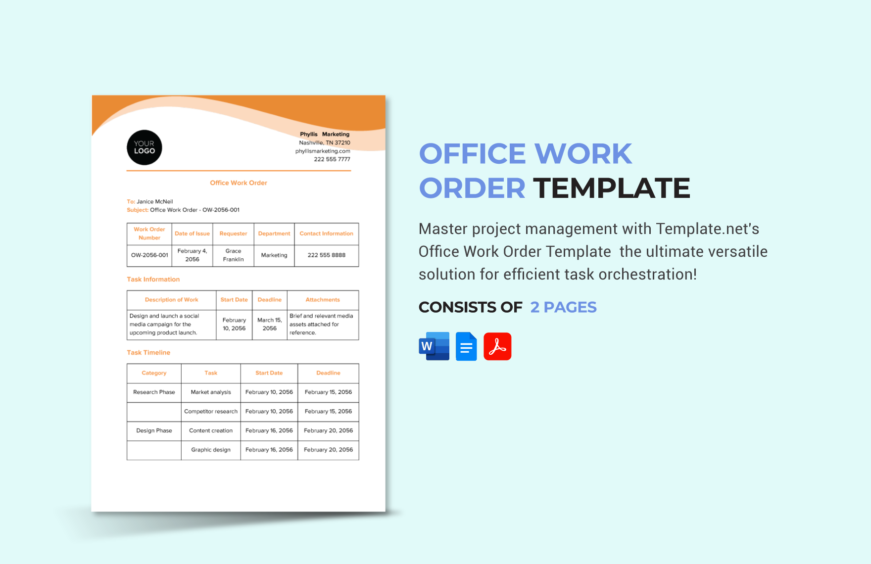 Office Work Order Template