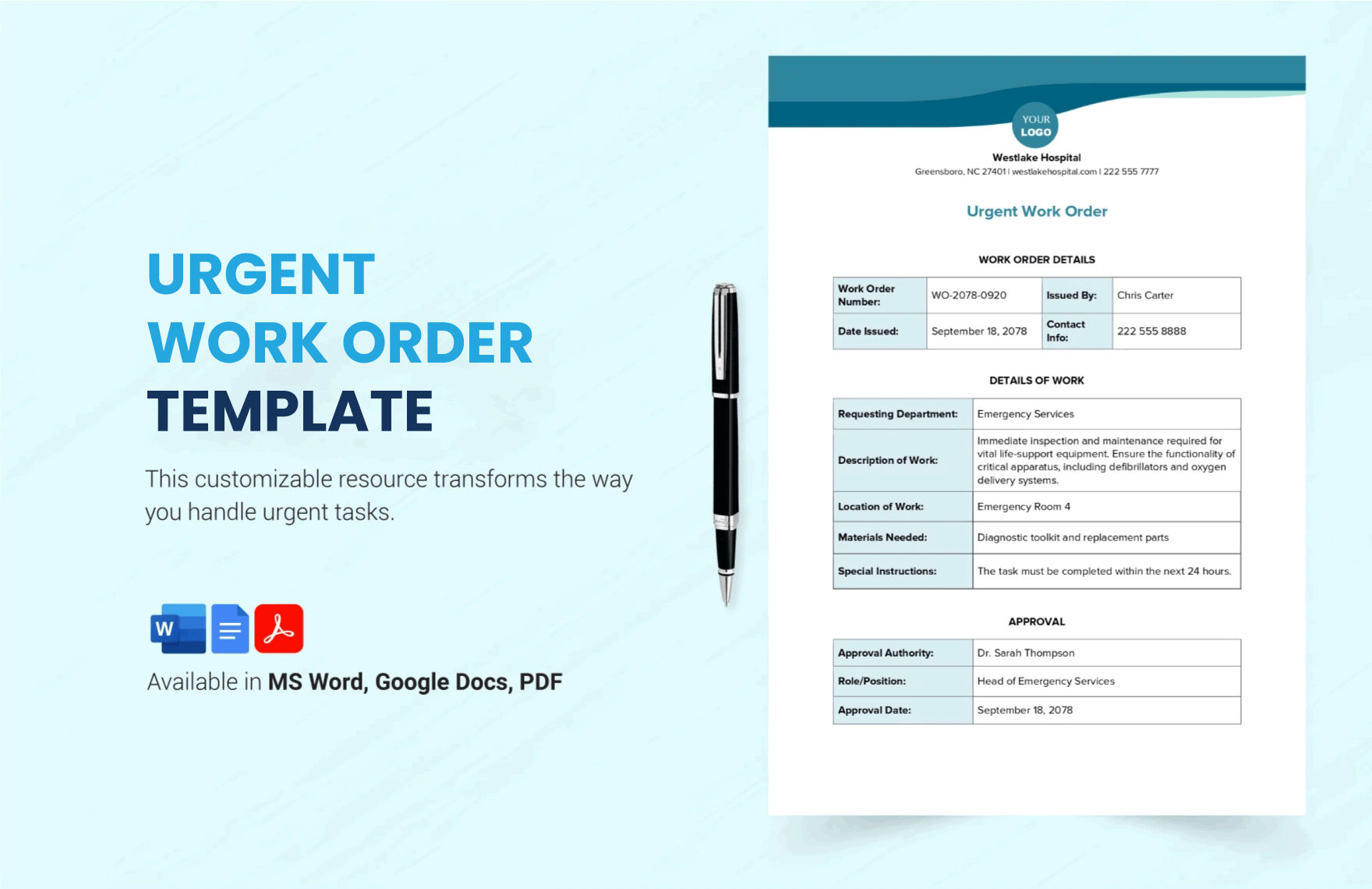 Free Urgent Work Order Template in Word, Google Docs, PDF