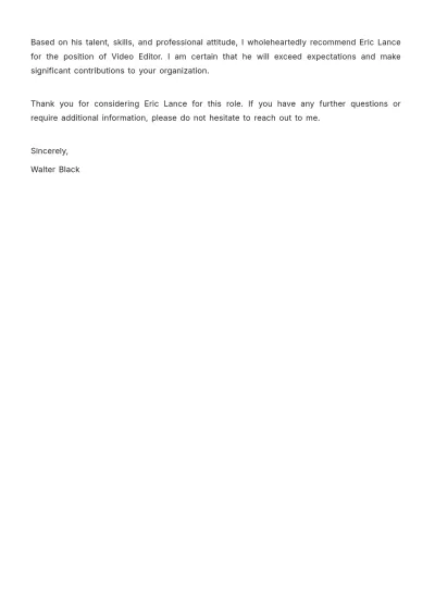 Free Friend Format Recommendation Letter Template to Edit Online