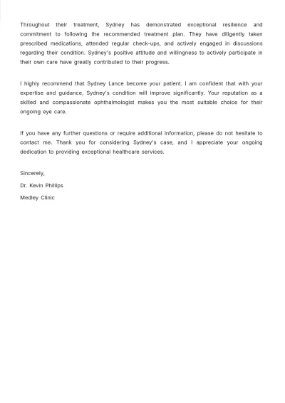 Free Doctor Recommendation Letter for Patient   Template to Edit Online
