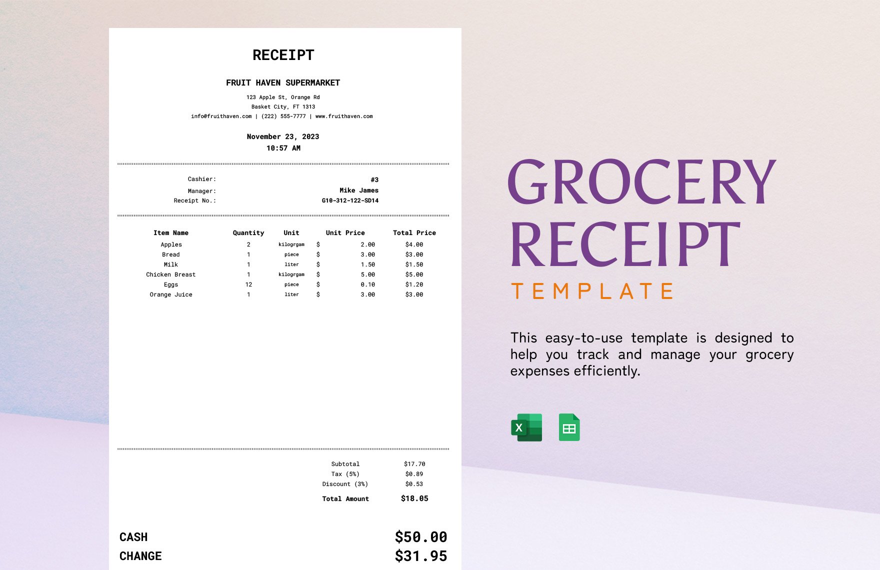 Grocery Receipt Template