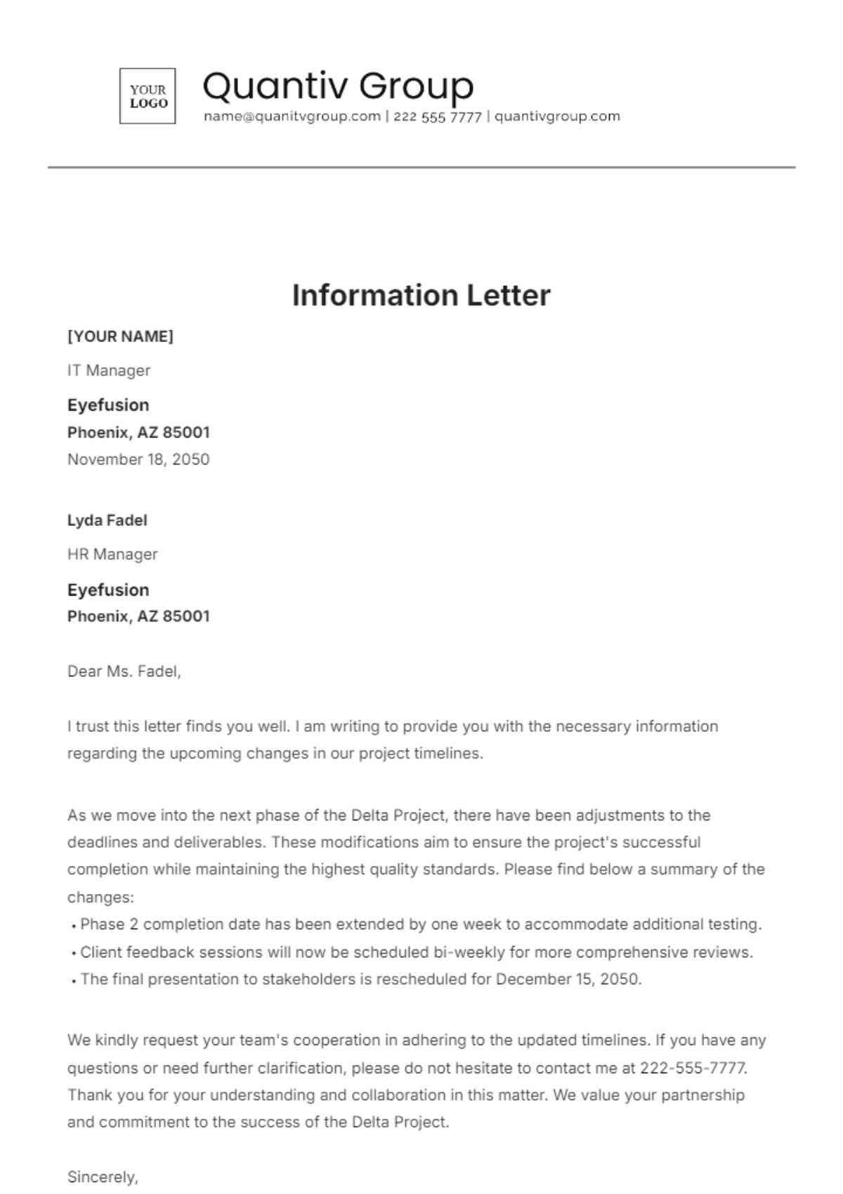 Information Letter Template - Edit Online & Download