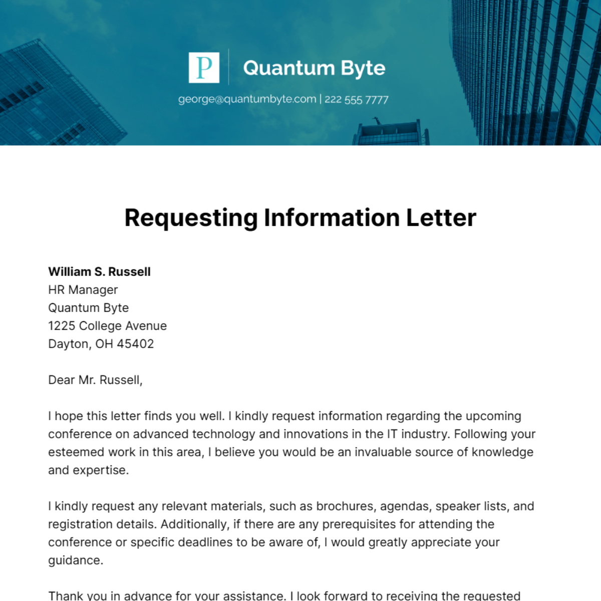Requesting Information Letter Template