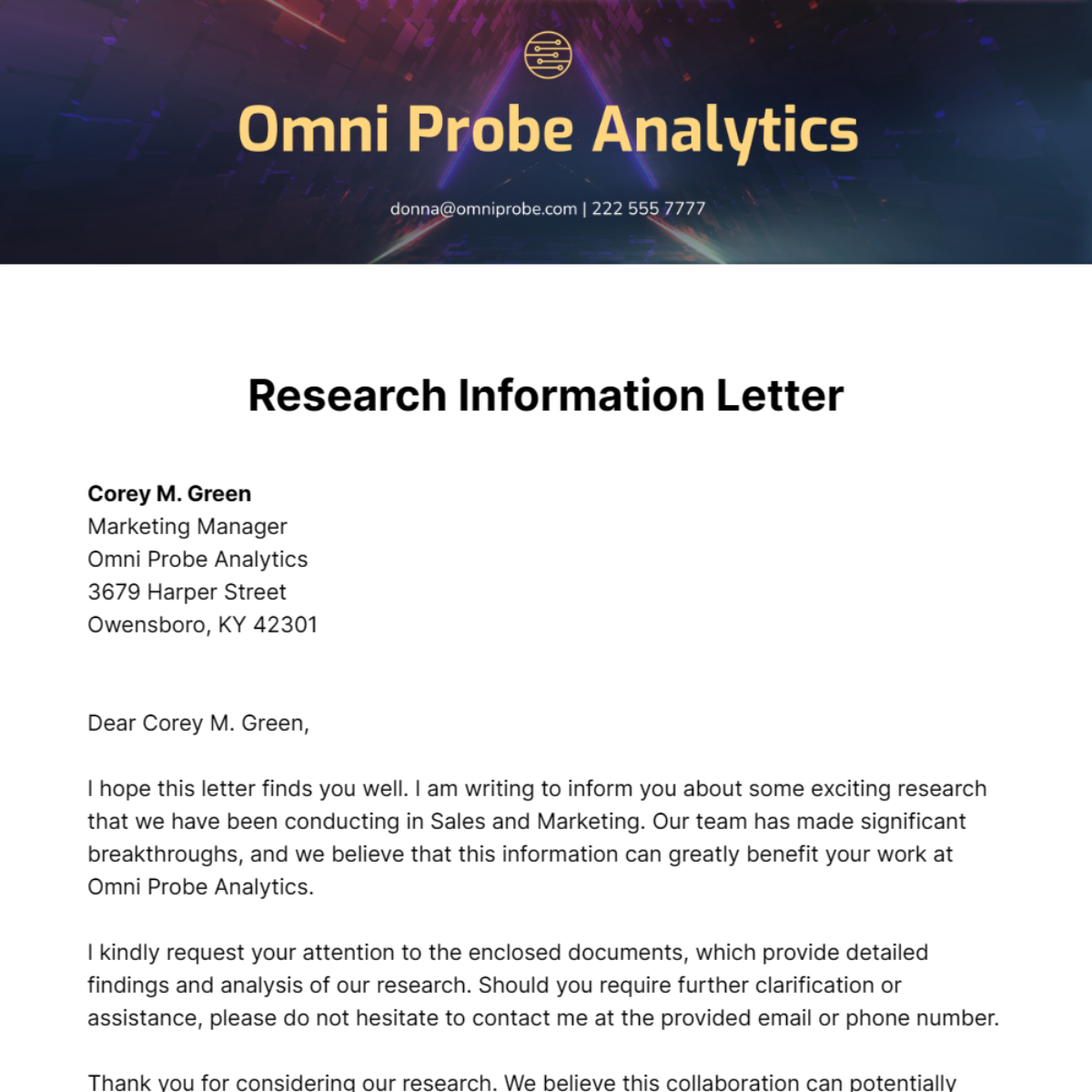 Research Information Letter Template