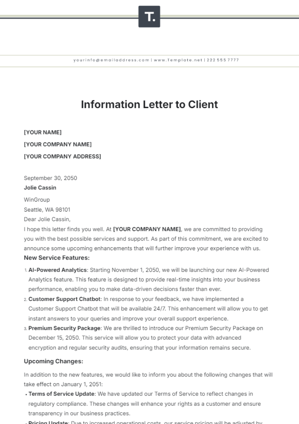 Information Letter to Client Template