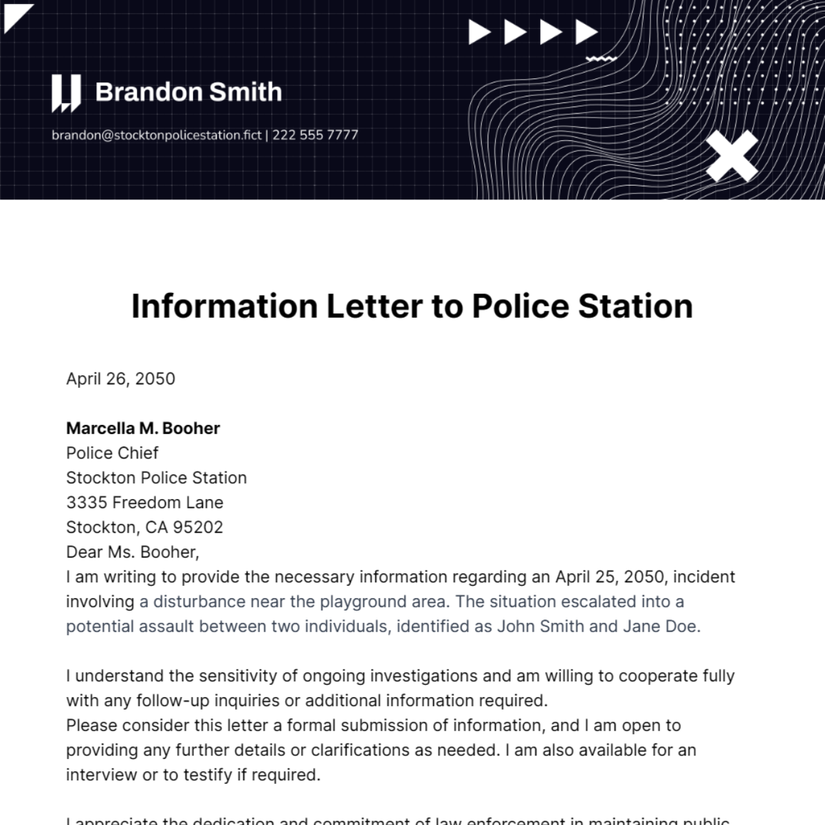 Information Letter to Police Station  Template