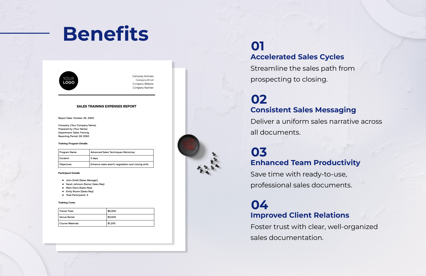 Sales Training Expenses Report Template
