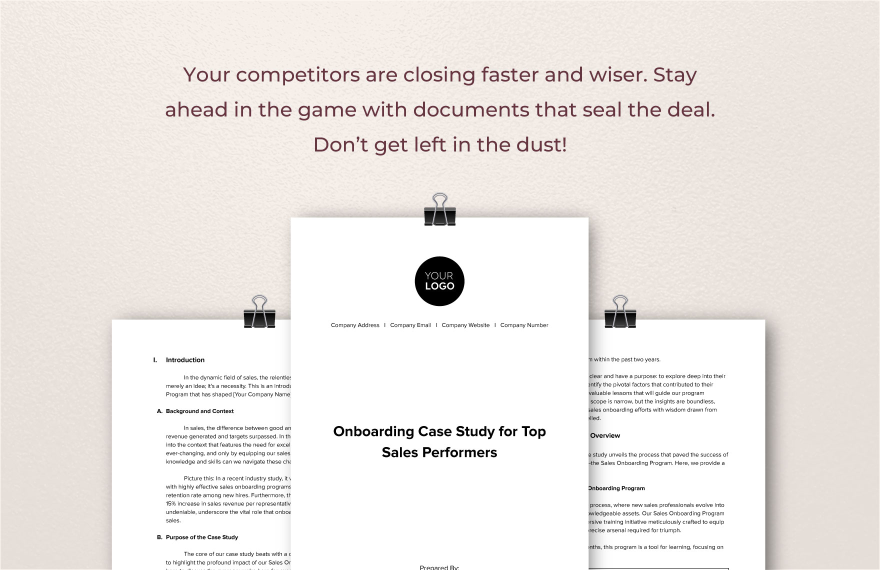Onboarding Case Study for Top Sales Performers Template