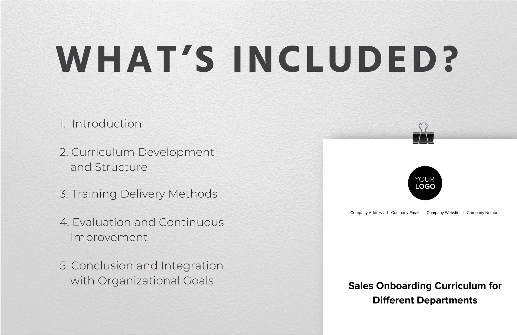Sales Onboarding Curriculum for Different Departments Template