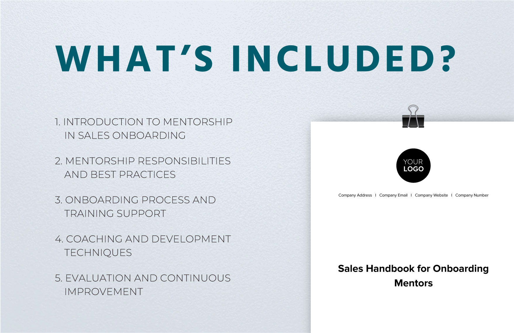 Sales Handbook for Onboarding Mentors Template