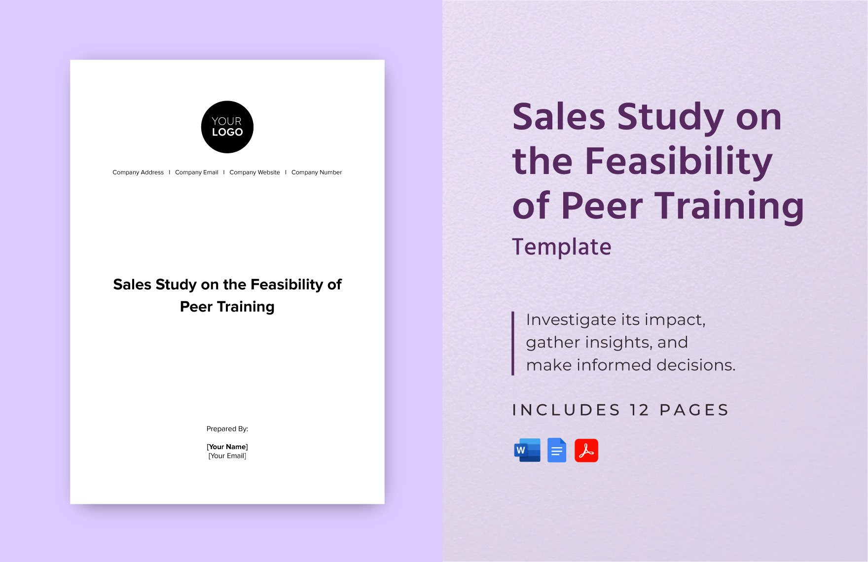 Sales Study on the Feasibility of Peer Training Template in Word, Google Docs, PDF