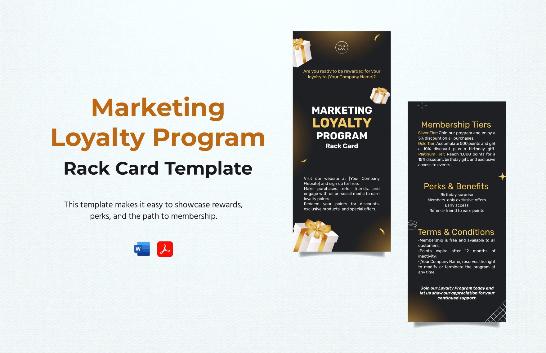 Marketing Loyalty Program Rack Card Template in Word, PDF