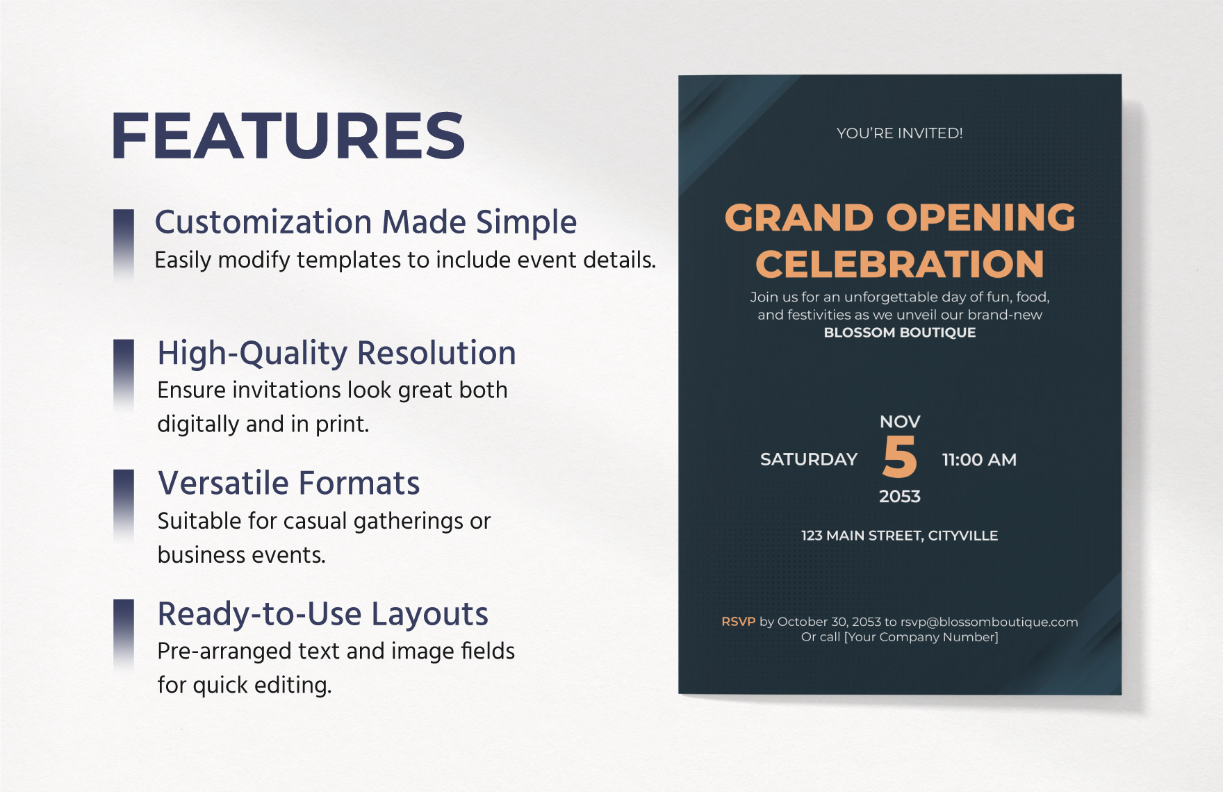 Grand Opening Event Invitation Card Template