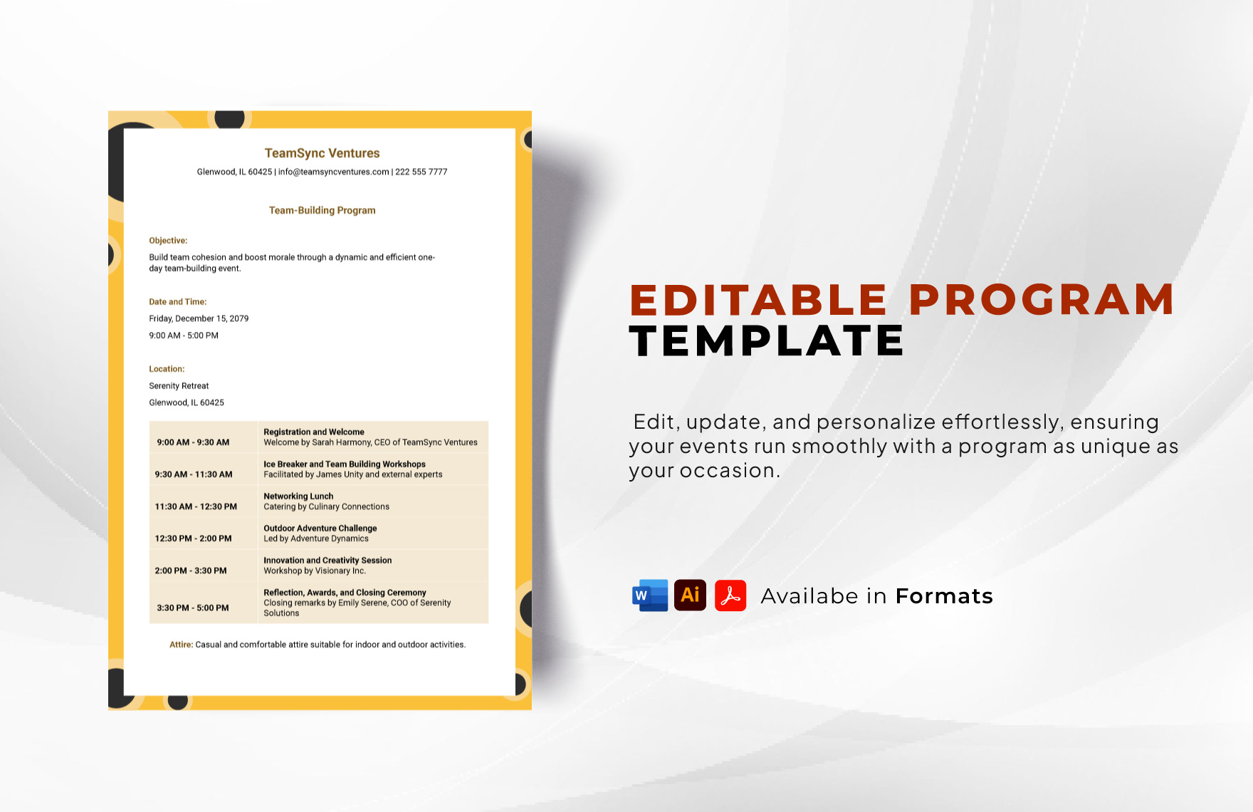 Free Editable Program Template