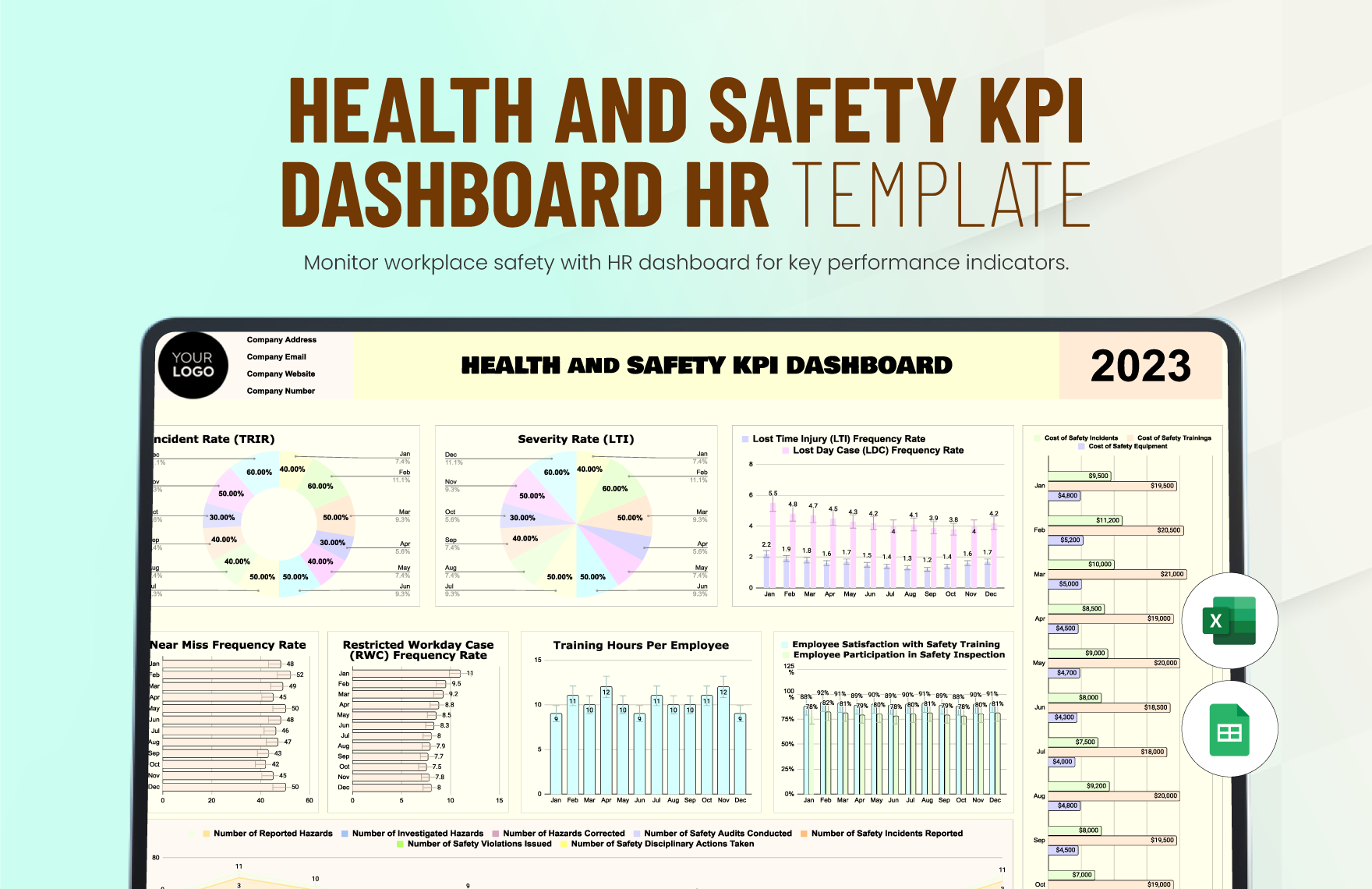 Health and Safety KPI Dashboard HR Template