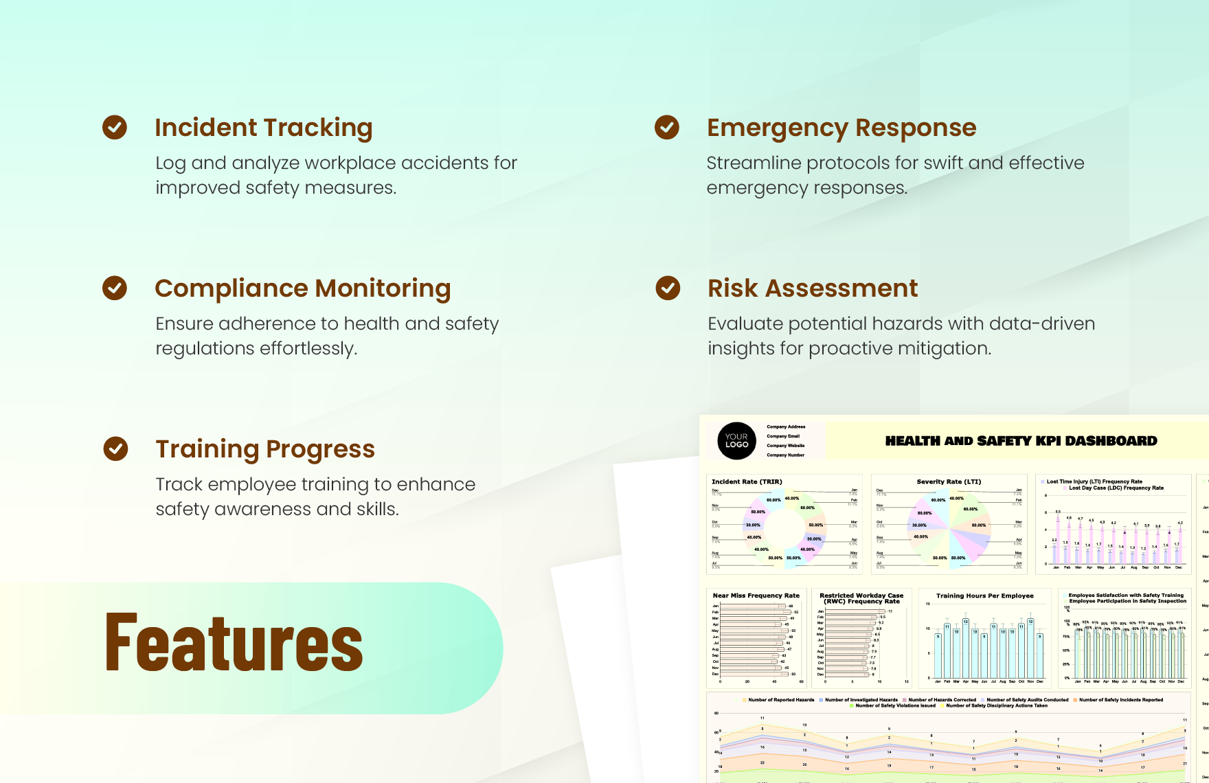 Health and Safety KPI Dashboard HR Template