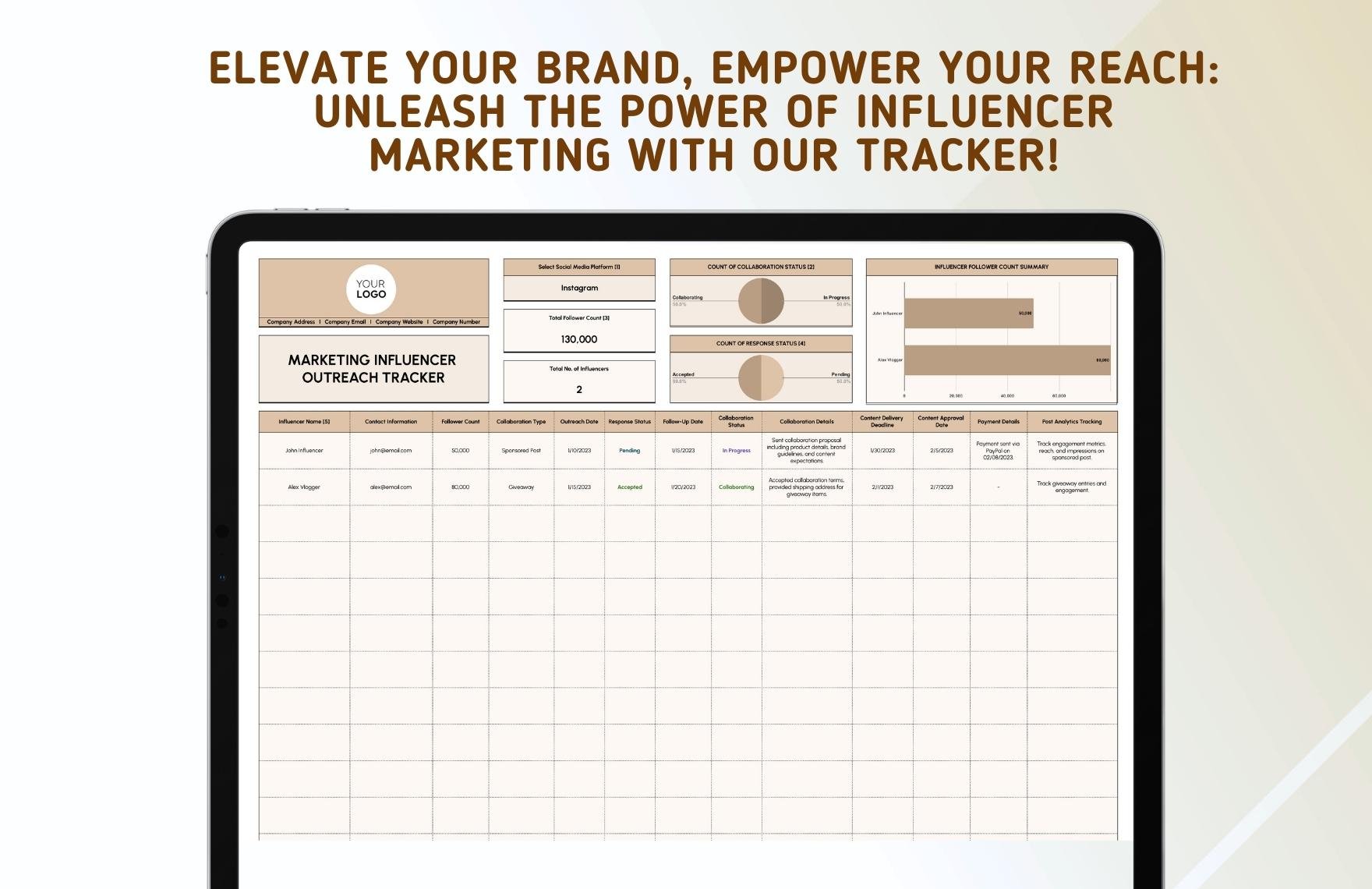 Marketing Influencer Outreach Tracker Template
