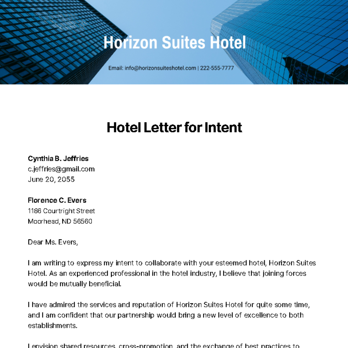 Hotel Letter of Intent   Template