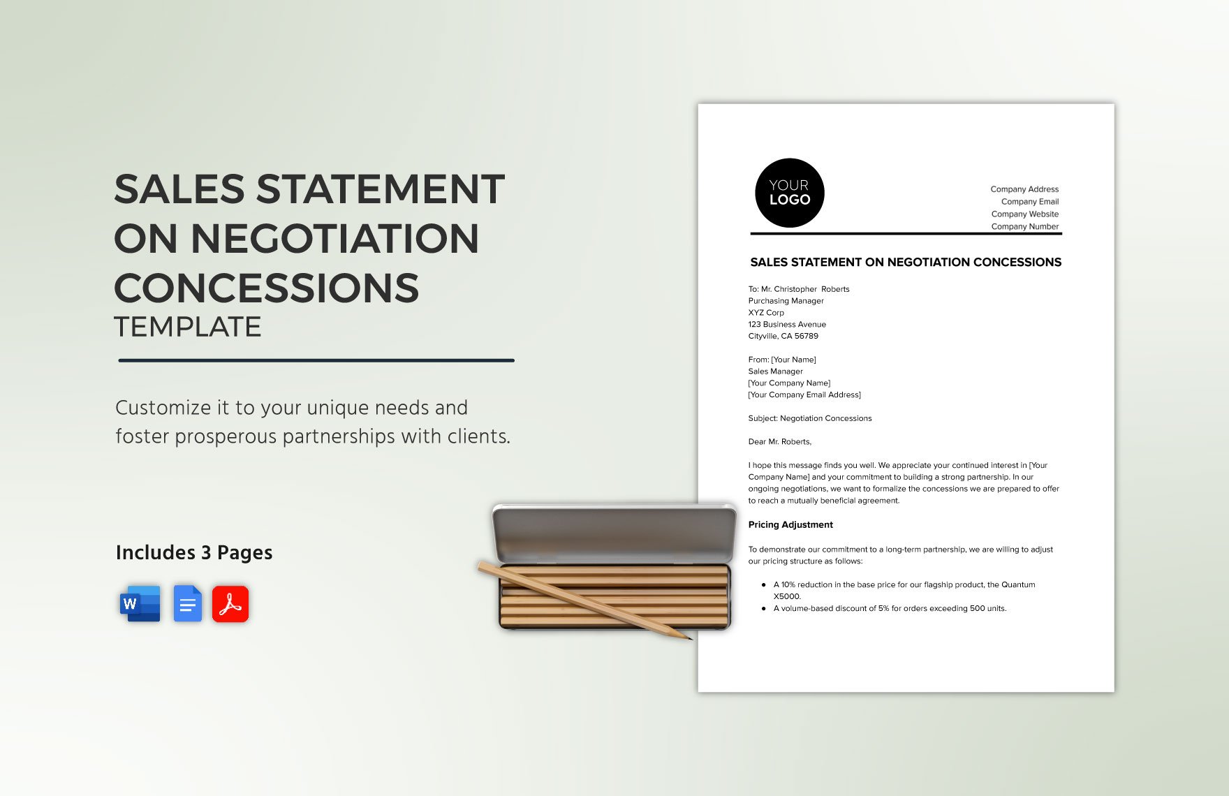 Sales Statement on Negotiation Concessions Template