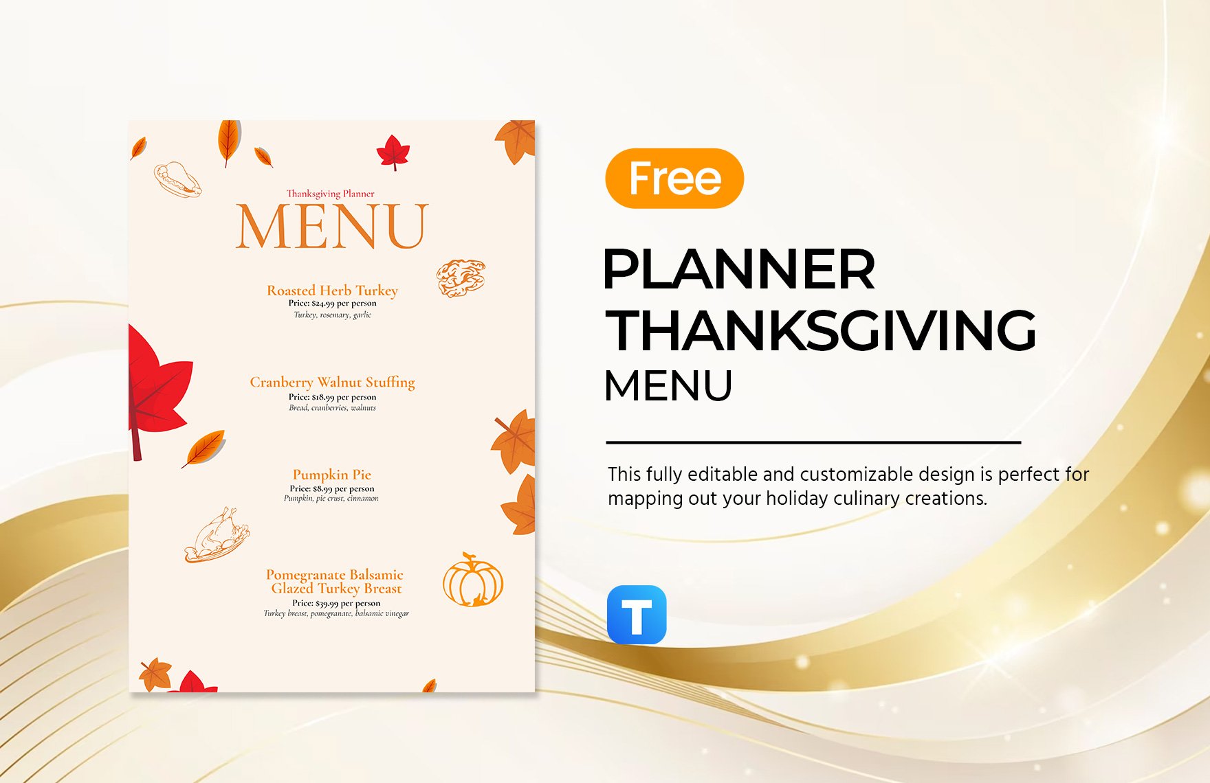 Thanksgiving Menu Planner  Template