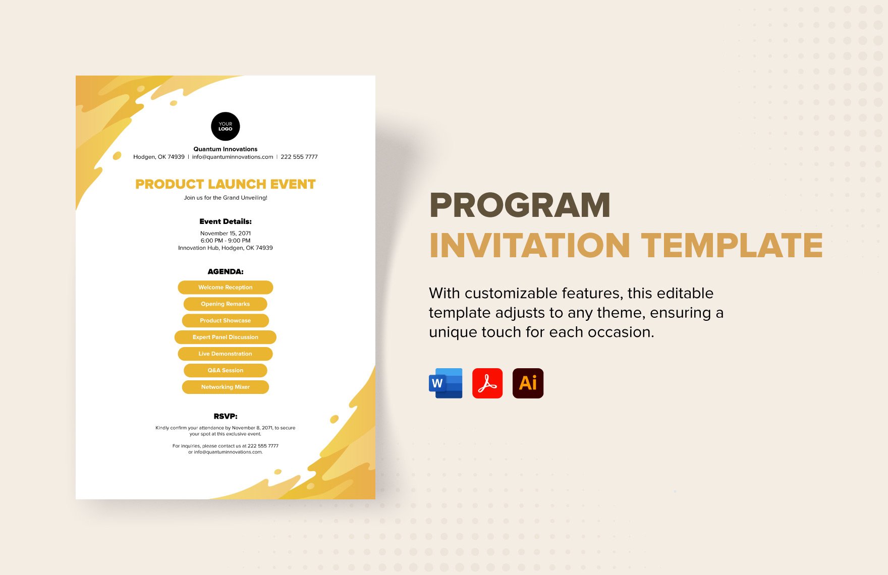 Program Invitation Template in Word, PDF, Illustrator