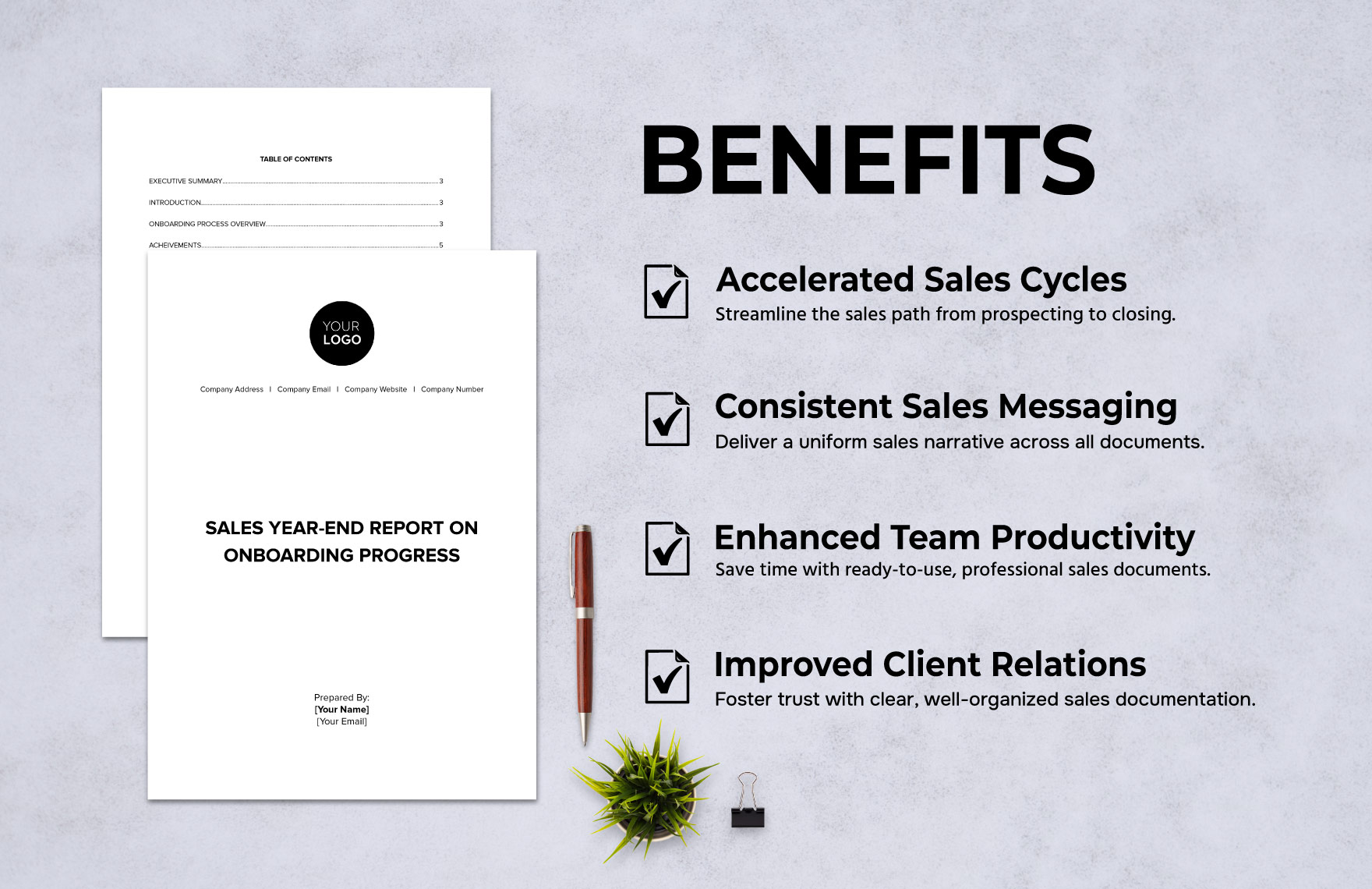 Sales Year-End Report on Onboarding Progress Template