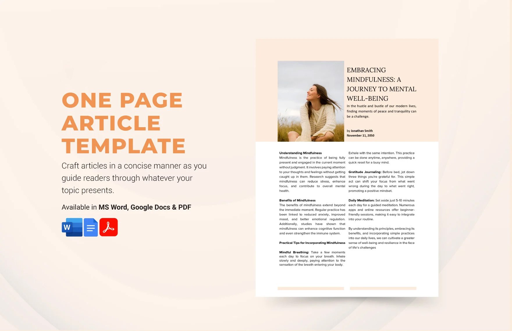 Free One Page Article Template in Word, Google Docs, PDF