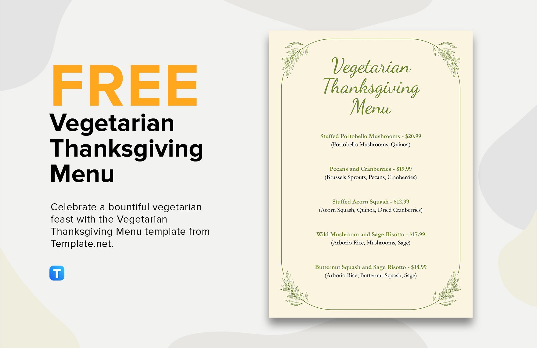 Vegetarian Thanksgiving Menu Template