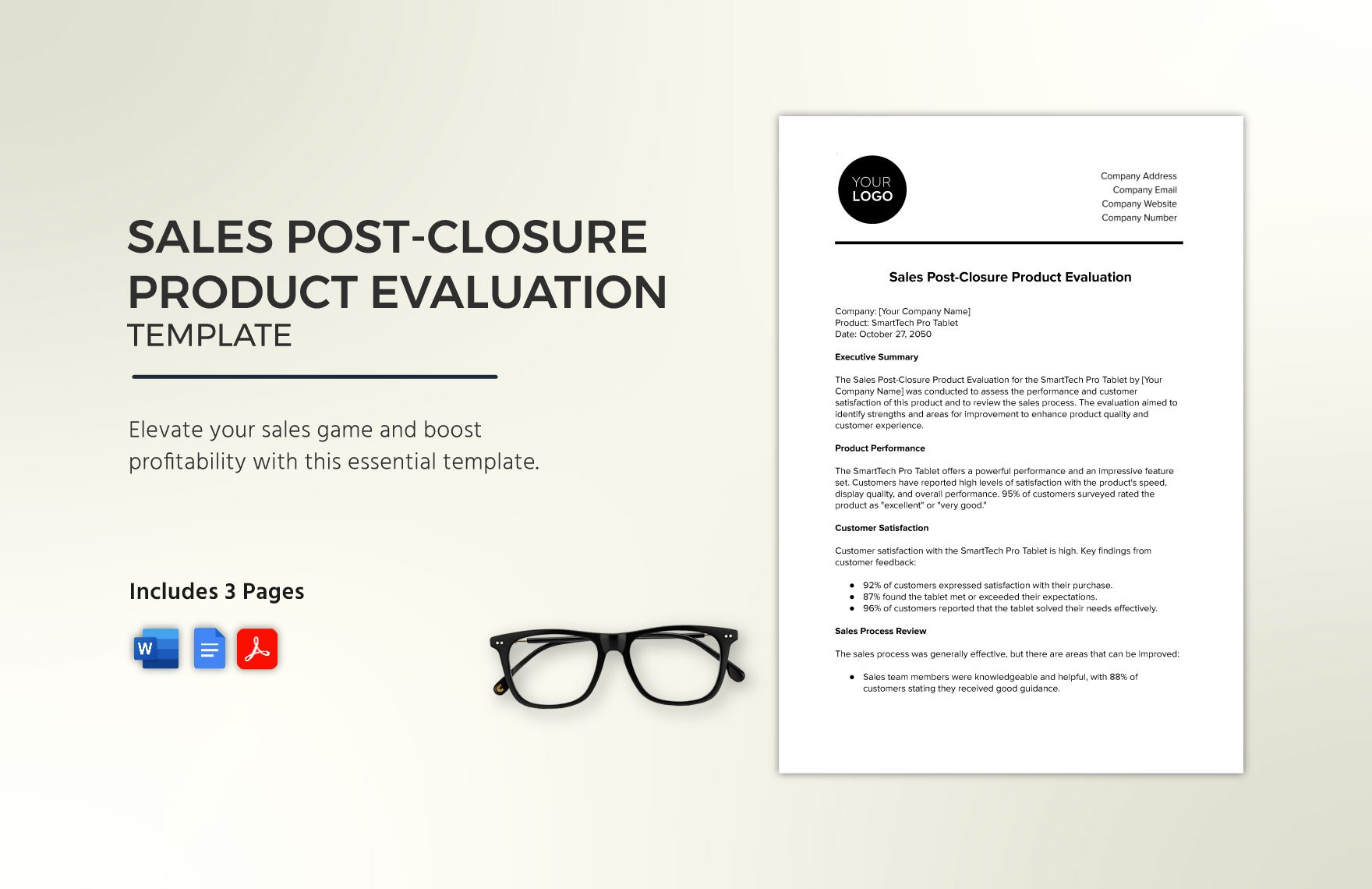 Sales Post-Closure Product Evaluation Template in Word, Google Docs, PDF