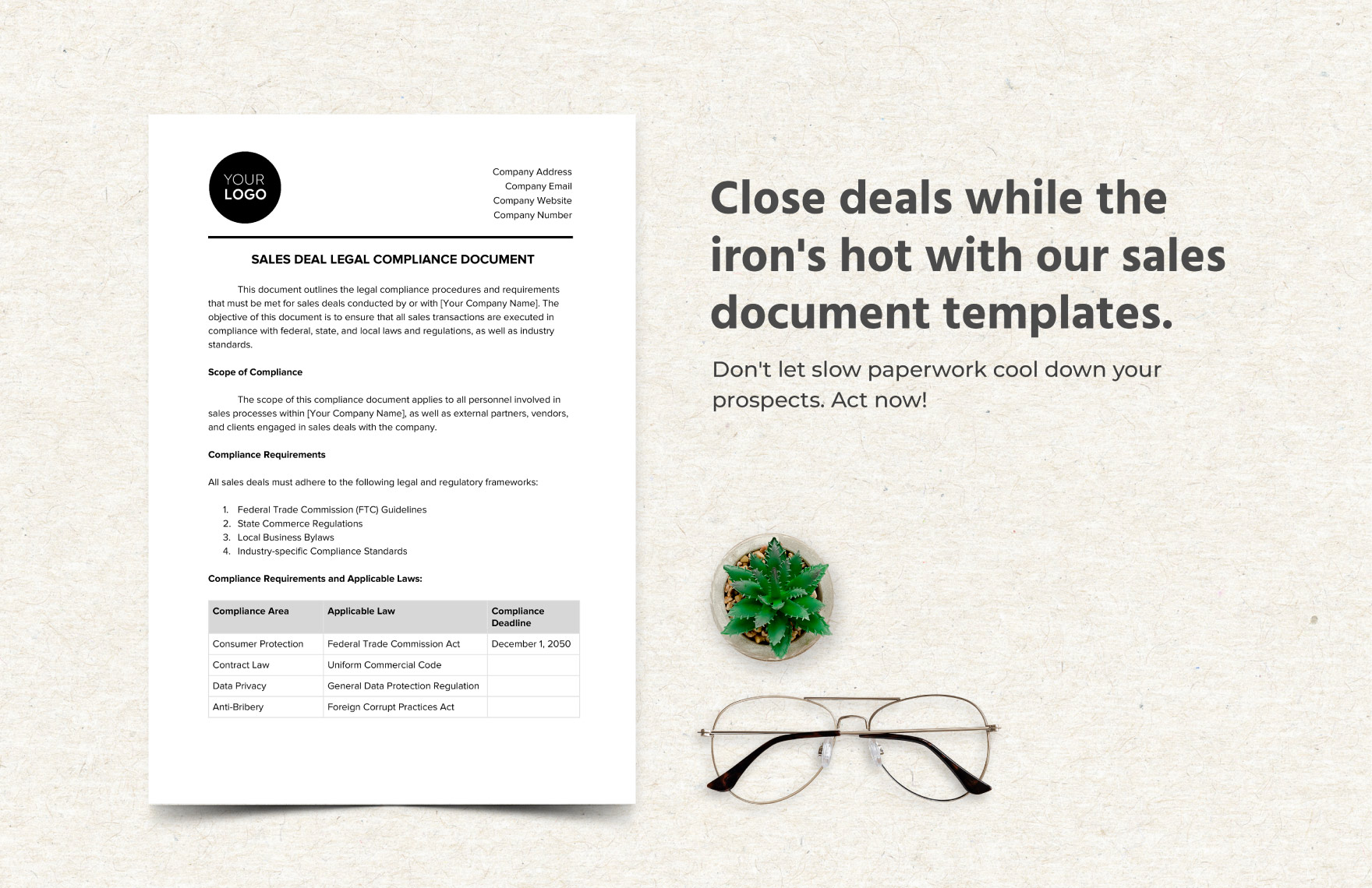 Sales Deal Legal Compliance Document Template