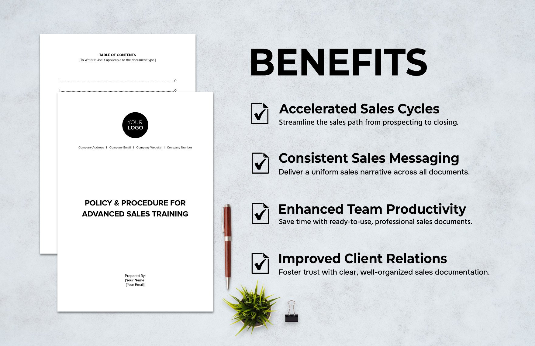 Policy & Procedure for Advanced Sales Training Template