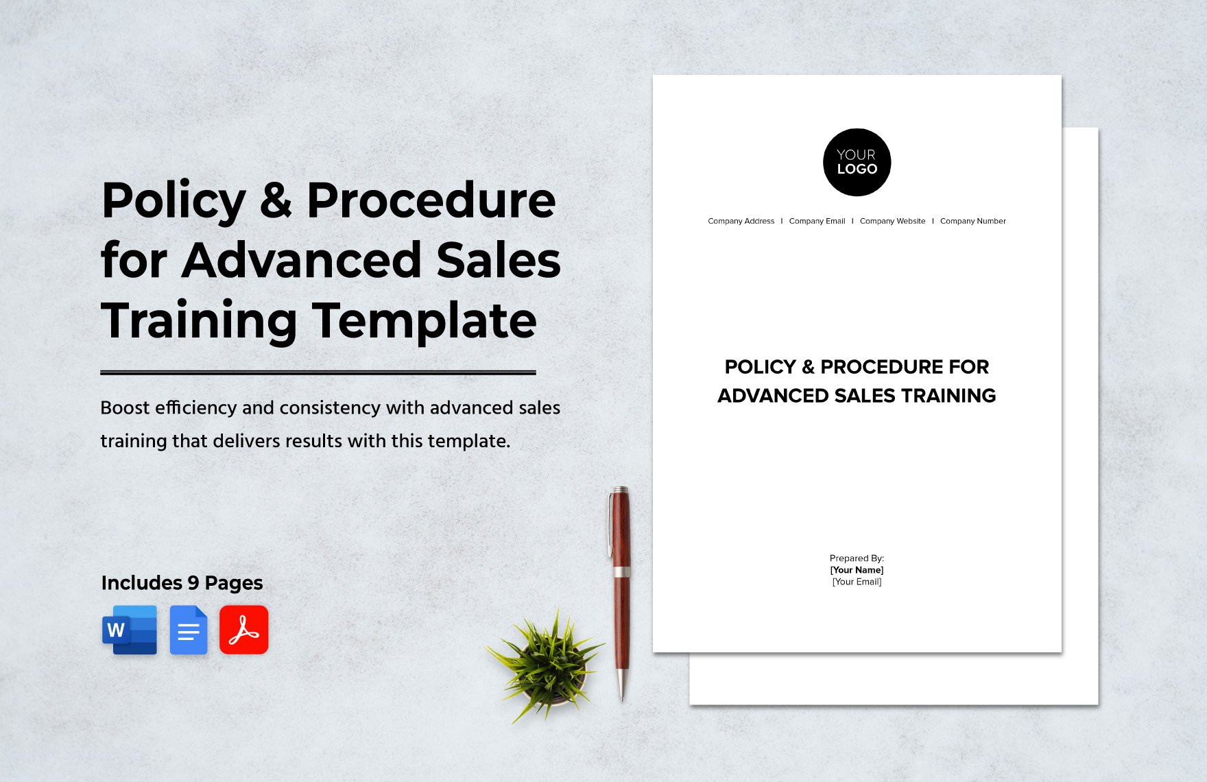 Policy & Procedure for Advanced Sales Training Template in Word, Google Docs, PDF