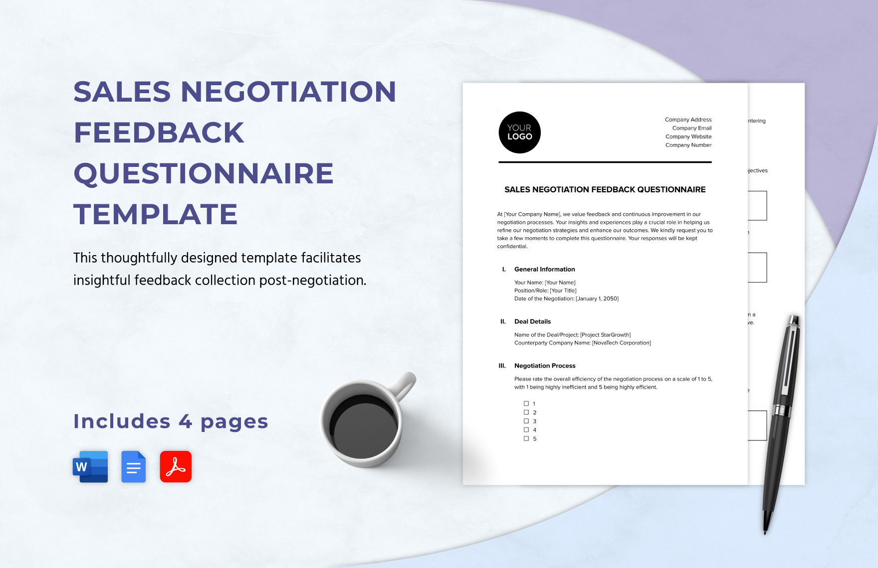 Sales Negotiation Feedback Questionnaire Template in Word, Google Docs, PDF