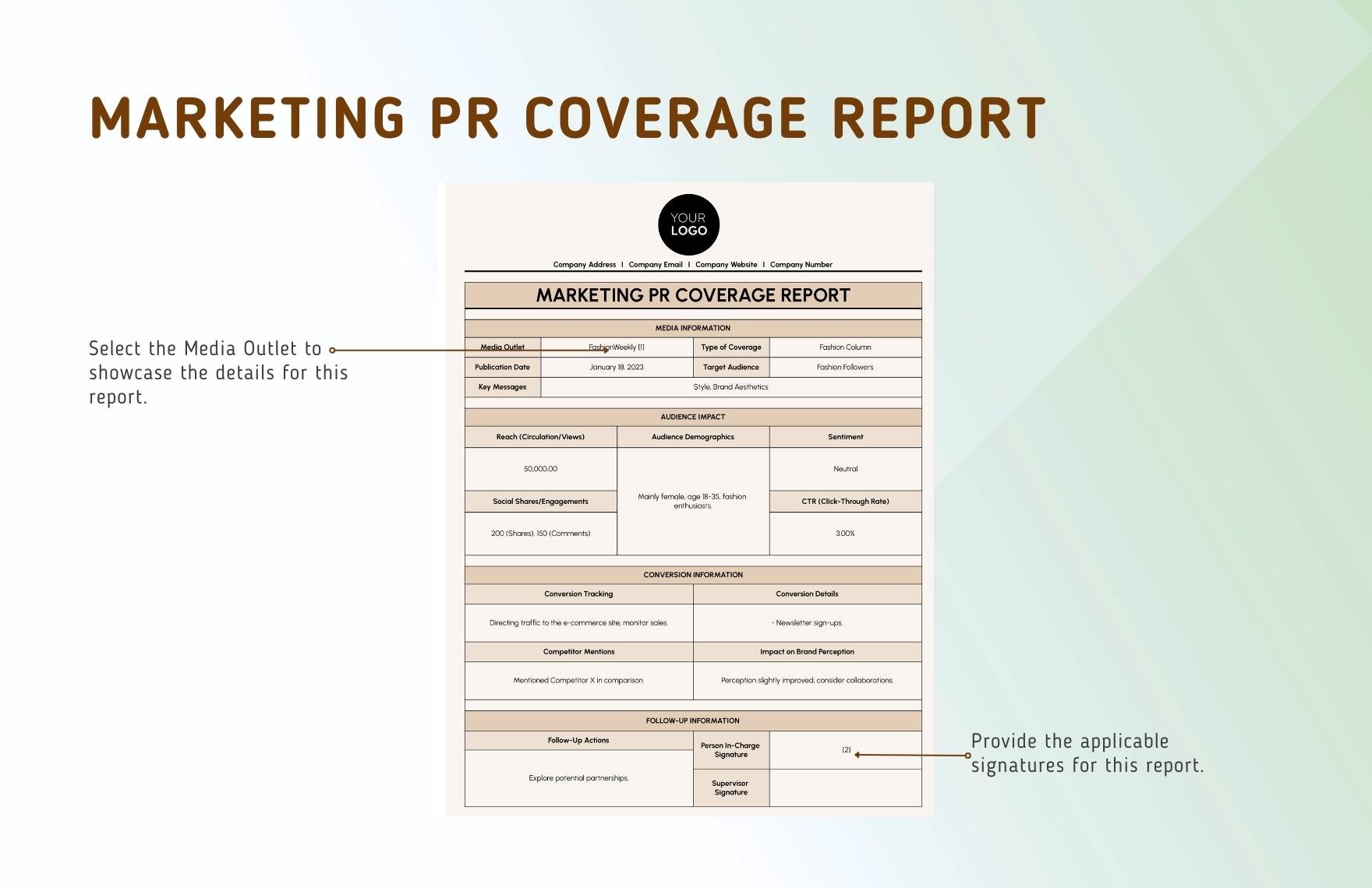 Marketing PR Coverage Report Template