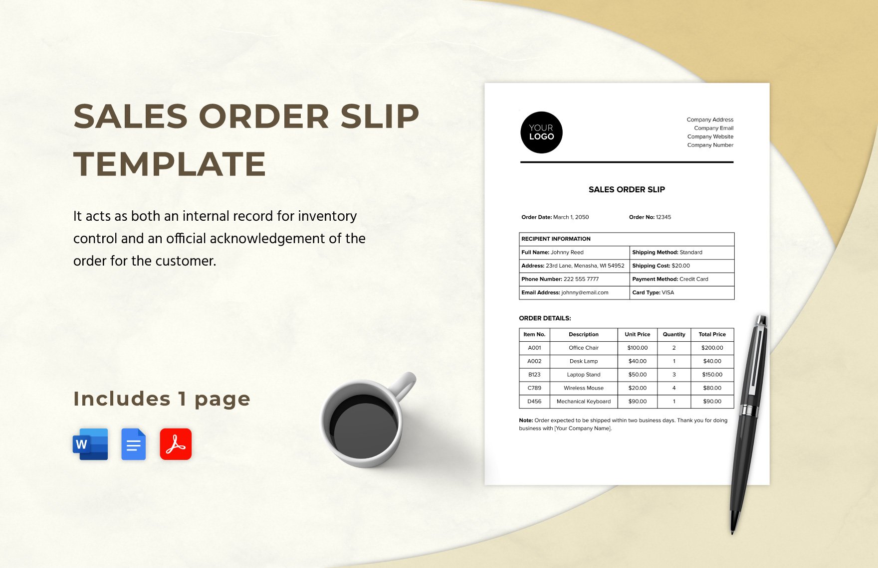 Sales Order Slip Template