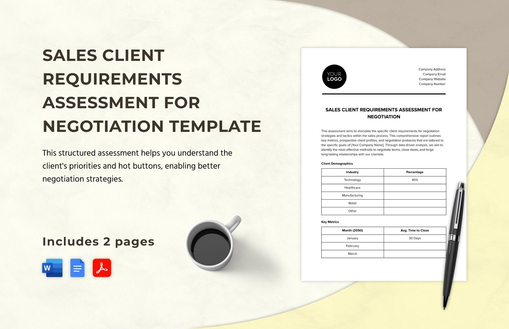 Sales Client Requirements Assessment for Negotiation Template in Word, Google Docs, PDF