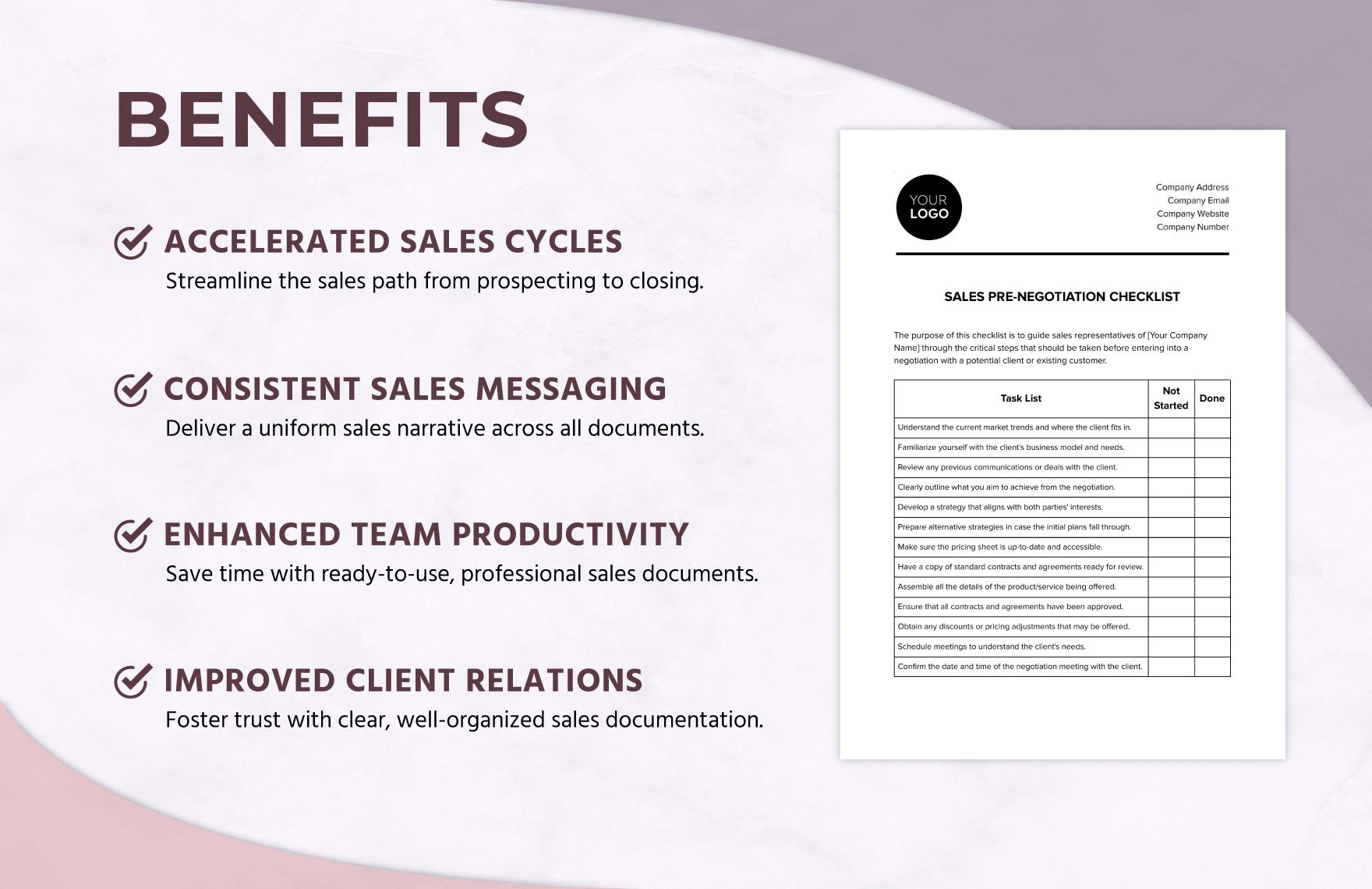 Sales Pre-Negotiation Checklist Template