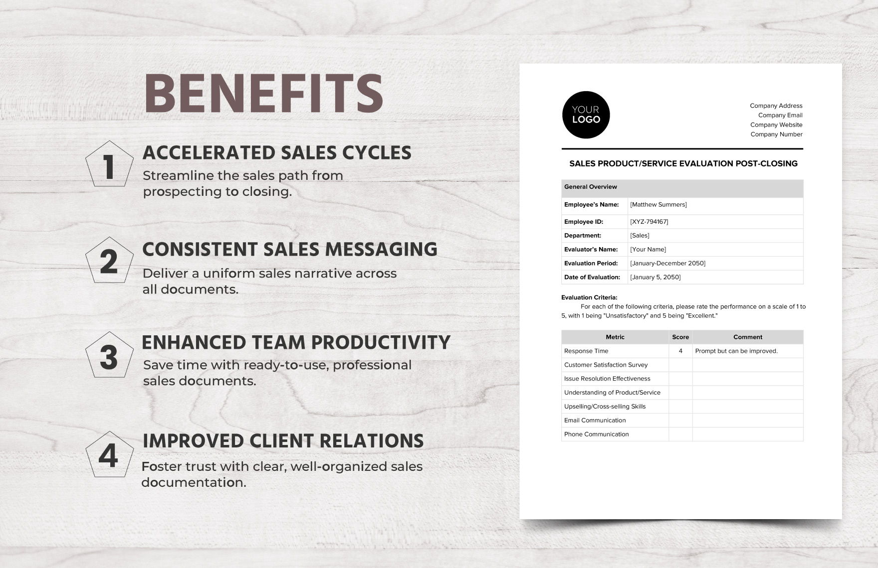 Sales Product/Service Evaluation Post-Closing Template