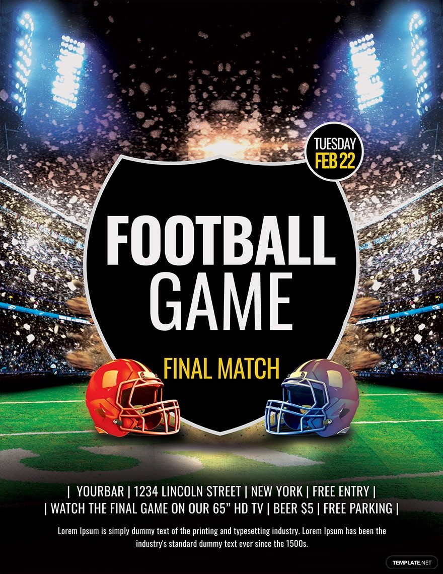 Sample Football Game Flyer Template - Download in Word, Google Docs,  Illustrator, PSD, Apple Pages, Publisher